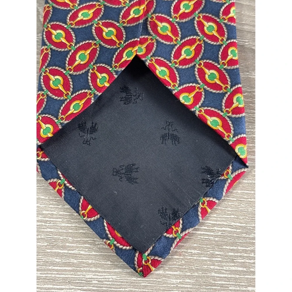 Brooks Brothers Makers Silk Tie Navy Red Gold Green Geometric Rope Link USA Made